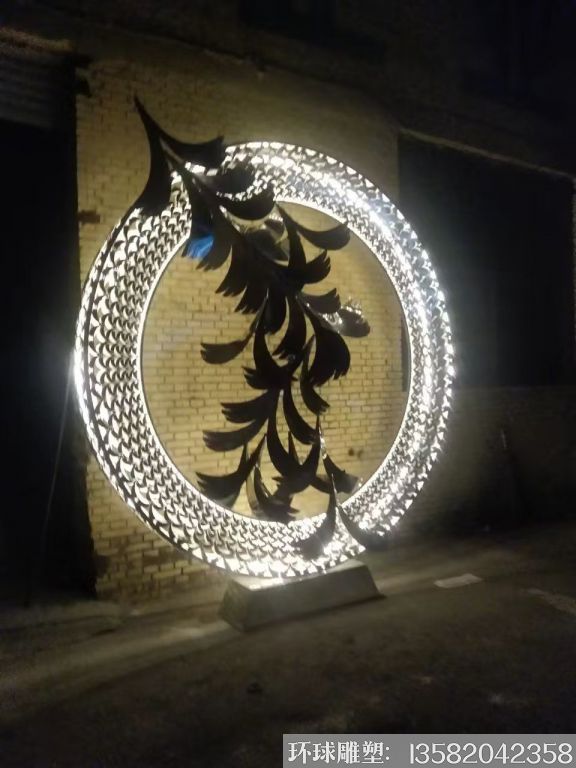 不銹鋼大雁圓環(huán)燈光雕塑 加工定制圓環(huán)燈光雕塑3
