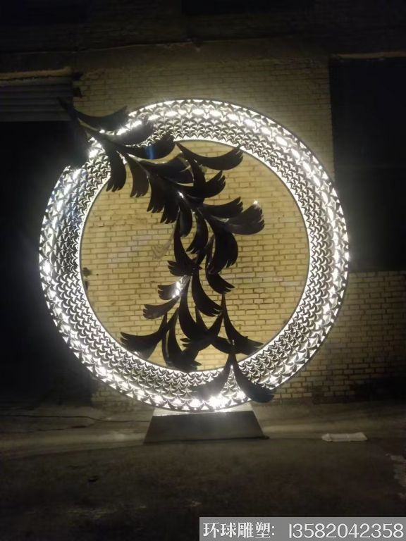 不銹鋼大雁圓環(huán)燈光雕塑 加工定制圓環(huán)燈光雕塑2
